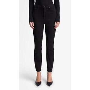7 For All Mankind Womens High Waist Ankle Skinny Jeans Size 24 Black Classic